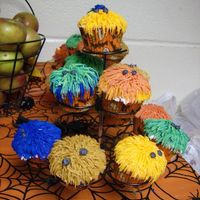 Monster Cupcakes Decorated with buttercream using the grass tip