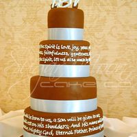 Vivan + Brad 4,6,8 + 10" roundsall 4" highMMF with royal icing writing & topperwrapped in ribbon