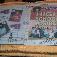 High School Musical I made this cake for my niece, she's turning 6. Everything edible. Notebook made from fondant. edible photos and edible markers.