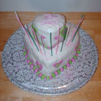 18Th Birthday Fondant My sister likes hot pink and green so I made her a white shaped heart cake decorated with hearts. I used marshmallow fondant, it was my...