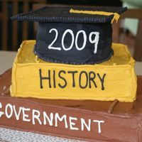 Stacked Book Graduation Cake Cream cheese pound cake, lemon curd merrainge filling, buttercream icing. Hat is a 6" round.