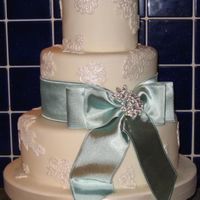 Vintage Lace & Bow Peggy Porschen design cake for a good friend. Choc cake with choc ganache & fondant. Lace made using silicone mould ... LOVE these...