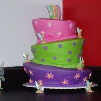 Tinkerbell Topsy Turvy All BC with tinkerbell cupcake toppers on sides..