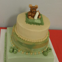 Camo Baby Shower decorated in Camo for my Niece's baby shower. All butter cream with MMF moose, booties and rattle