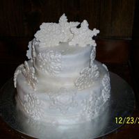 Cristmas Eve Cake I had fun making this one. the snowflakes were very hard to get out of the mold I was using confec sugar at first and then i decided to use...
