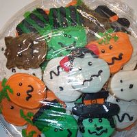 Halloween Cookie Platter pumpkins, witch, frankenstein, bride of frankenstein, werewolf, Dracula, mummy and ghost