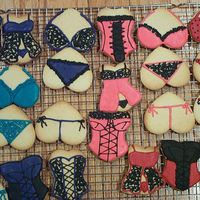 Lingerie Cookies the colors didn't turn out well in the pic: pink, red, teal and purple. all with black accents