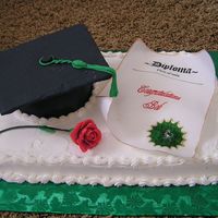 Congrats Graduate I used another pic from this site and figured out how to do it myself. This is a carrot cake with buttercream frosting. The cap is a half-...