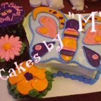 Butterlfly this was an ice cream cake with a few 6' chocolate cakes on the side. all bc deco