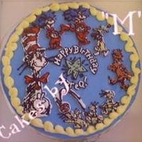 Dr. Seuss this was all bc transfers even the lettering. 10' choco cake.