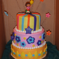 Dora 3-Tier For 2Nd B'day As near a copy of HickChick1013's cake as I could do in Buttercream with fondant accents. Thank you!