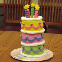 Birthday Cake Fun - Whimsical, Almost Topsy Turvy Pretty much straight from Wilton book. I was asked to recreate this cake for an event to honor the chairperson's brithday. We did 6&...