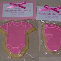 Birth Announcement Cookies Birth announcement cookies for my neighbors. Butter cookies w/MMF and RI details. (And yes, the info is correct....she really was THAT big...