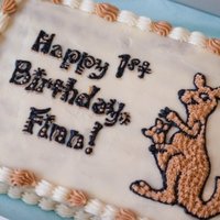 1St Birthday Kangaroo Cake I had a last-minute request to do a birthday cake. I think it turned out well, except my lettering could use some work. Little Finn was...
