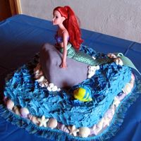 Little Mermaid Ariel Cake This was for my daughter's birthday. She wanted Ariel with Flounder and Sebastian (he's on the other side of the rock). The rock...