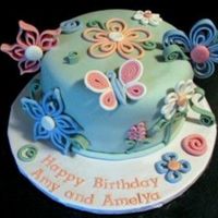 Quilling Birthday Cake This was a last-minute cake request. I had made the quilled flowers for a 2-tier cake, but that cake was cancelled. So I used them on this...