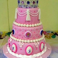 Princess Birthday Cake Made this for a friend's daughter - Disney princess theme. All fondant decorations (except the tiara and princesses). This was my...
