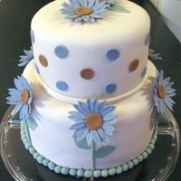 Blue & Brown Daisy Cake This was one of those cakes that didn't want to cooperate! It was for a blue & brown polka dot theme at a baby shower. Daisies on...