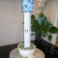 Hydrangea Cake flower pot is cake and so is hydrangea bulb (covered in gum pase flowers)