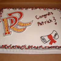 Graduation This is one of the cakes I made for my sitters son's grad. The school emblem is a FBCT. Really had fun with this and they had 2 1/2...