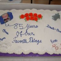 My Oma's 85Th Birthday! This is a 62 count cupcake cake for my Oma's birthday. It has all the things that reminded us of her. Her yarn that she makes all of...