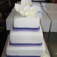 Cala Lily Square Wedding Cake Simple wedding cake.....I had to back 7 other sheet for the 400 person wedding.