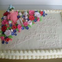 Maxine Cake This is the second of two cakes I did for two teachers retiring. Strawberry cake (from scratch), whipped cream frosting, BC and fondant...