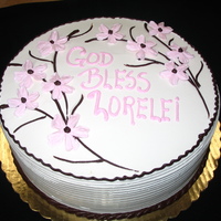 Cherry Blossom Christening Cake I thought this was a very simple cake and the color combination is pretty.I made the cherry blossoms with buttercream on the nail .I had a...
