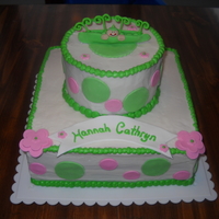 Peapod Baby Shower I was asked to make this cake for a baby shower. 6" round with 10" square. Buttercream with fondant accents & fondant figure...