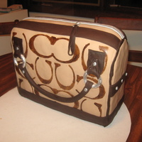 Coach Purse Consignment Shop Opening I was asked to do a "fake" purse cake for a consignment shop opening. I came up with this. I'm overall happy with the result...