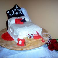 French Shabby Chic Bed This cake was for a bridal shower with a bed & bath theme. They decorated in shabby chic blk, wht, red and silver. The 'mattress&#...