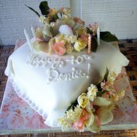 Frilly 40Th Simple, easy, fast... just ice your cake, roll out the fondant, add a deco edge, apply silk flowers (cleaned and dried), throw on a message...