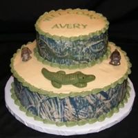 Hunting Theme Shower The family found out they were having a third boy, and the mom said "No more baby blue!" The dad is a hunting guide, so the...