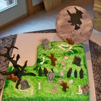 Graveyard Cake graveyard cake. Covered in fondant and everything is made out of fondant.