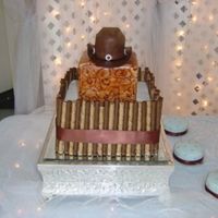 Jesse Groom's cake for my son-in-law. Bottom tier is chocolate hazelnut w/pirouette cookies. Top two tiers are coconut. Middle tier is...