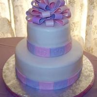 Baby Shower -- Baby Feet 10" chocolate hazelnut and 6" coconut cream -- both covered in fondant with fondant accets. The bow is 50/50 gum paste and...