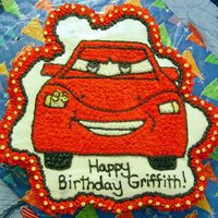 Cars' Lightning Mcqueen Cupcake Cake Here is my second cupcake cake for my other twin's birthday party at preschool. It's of Lightning McQueen from the movie Cars....