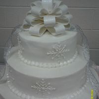 Winter Wedding All buttercream. Used lots of luster dust. Very simple.