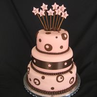 Jennifer Cake All MMF with lollipop sticks holding up the stars. I painted on the letters. 10" marble, 8" strawberry, 6" chocolate. I'...