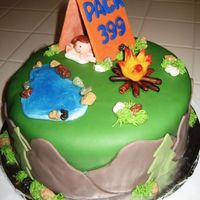 Cub Scout Camping Cake I made this for my son's Cub Scout troop.
