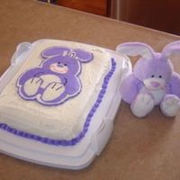 Bunny Cake This was a white cake with buttercream. This is my first attempt at a frozen buttercream transfer. The bunny is my daughter's favorite...