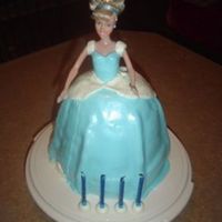 Cinderella Doll Cake This is a strawberry cake covered in mmf. The dress has pearl dust and edible cake sparkles to add shimmer. This is my first doll cake and...