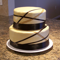 Ivory Gold Brown Wedding Cake 