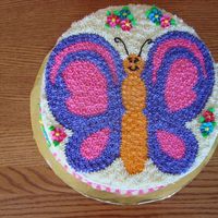 Butterfly Cake Buttercream on white cake