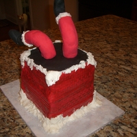 Santa Down The Chimney I baked a 1/2 sheet cake, cut it into squares, and stacked them up. I covered it with red fondant and used a brick impression mat, then...