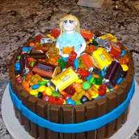 Chocolate M&m Kit Kat Cake My niece wanted a cake with chocolate bars on top for her birthday this year. Thanks to MessiET for the inspiration on this cake. If you...