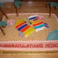 Mexican Beach Cake This is a 1/2 sheet cake for the office to announce/celebrate a sales contest. (We went to Cancun!) Sand is crushed vanilla wafers, graham...