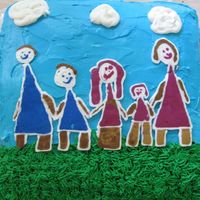 Family Picture Cake My daughter wanted to make a special cake for Daddy's bday. She decided to draw a family picture. This was my first attempt at FBCT....