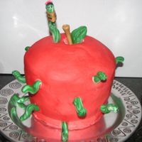 Apple For The Teacher Birthday Cake I made this for DD's teacher. There is a worm for each student. Worms, stem/leaf made from fondant. Cake is buttercream with food...