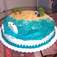 Bon Voyage This cake was a going away party cake for a friend leaving to work on a cruise ship for an extended period of time. The beach is crushed...